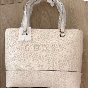 GUESS Off-White Logo Tote